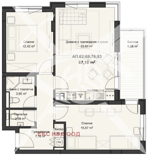 Zu verkaufen  2 Schlafzimmer Plowdiw , Kjutschuk Parisch , 101 qm | 61225071