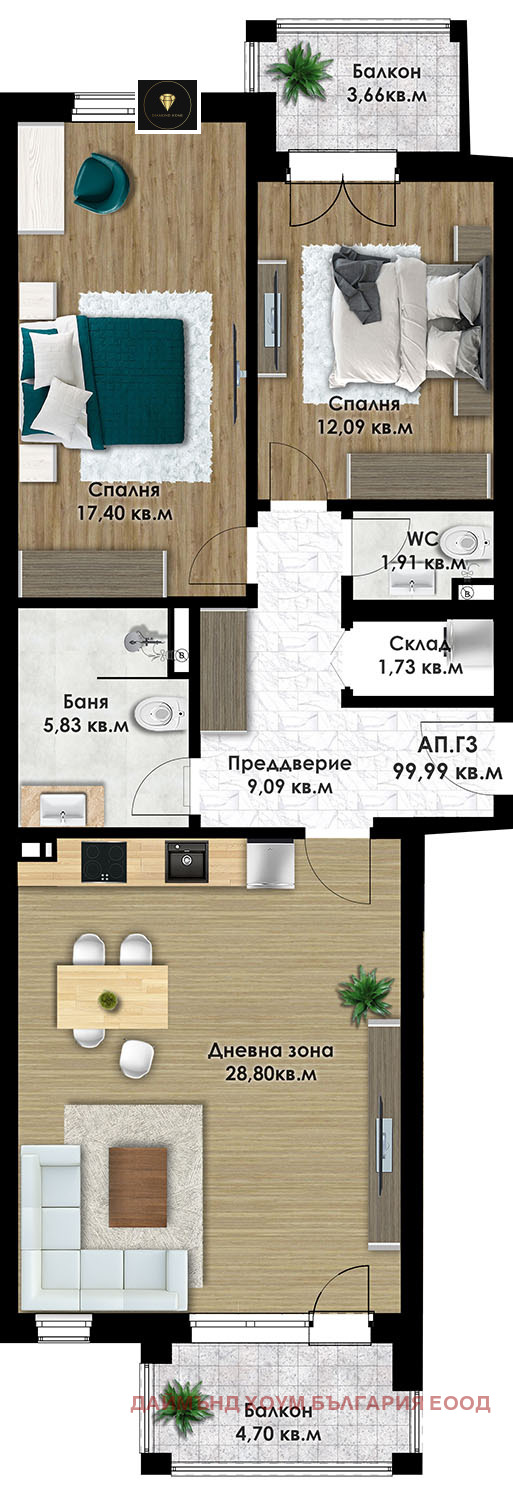 Продава 3-СТАЕН, гр. Пловдив, Коматевско шосе, снимка 2 - Aпартаменти - 49271903