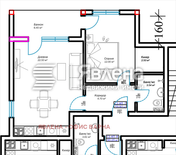 Продается  1 спальня Варна , м-т Пчелина , 60 кв.м | 73872641