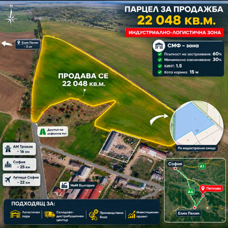 Продава ПАРЦЕЛ, с. Петково, област София област