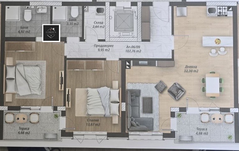 Satılık  2 yatak odası Plovdiv , Belomorski , 108 metrekare | 84203015