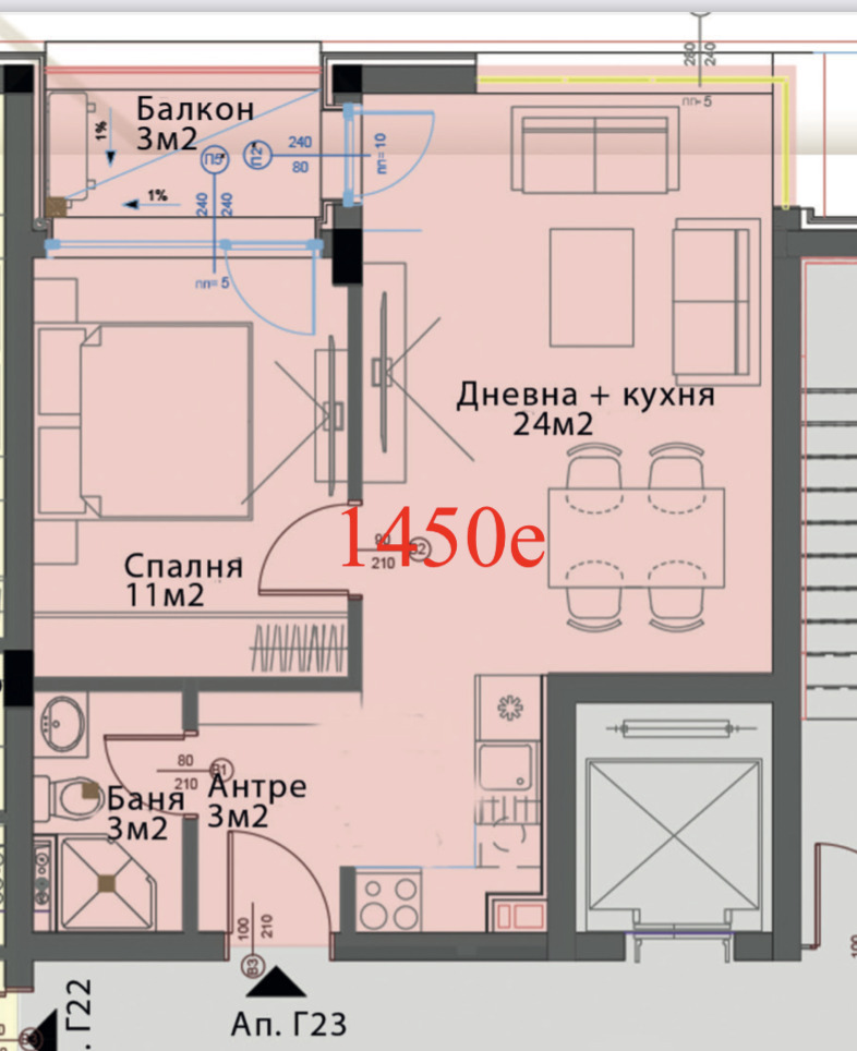 In vendita  1 camera da letto Sofia , Moderno predgradie , 62 mq | 30332683 - Immagine [3]