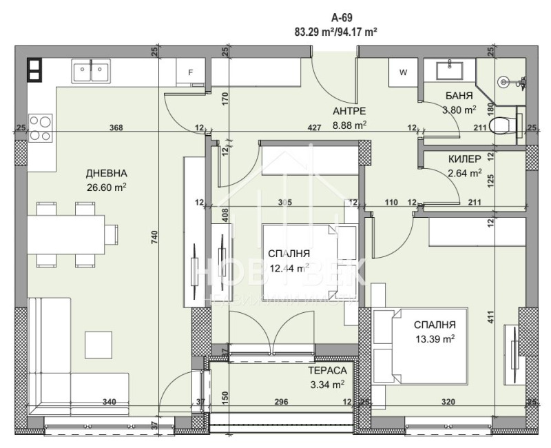 Myytävänä  2 makuuhuonetta Varna , Vladislav Varnentšik 1 , 94 neliömetriä | 51389140 - kuva [3]