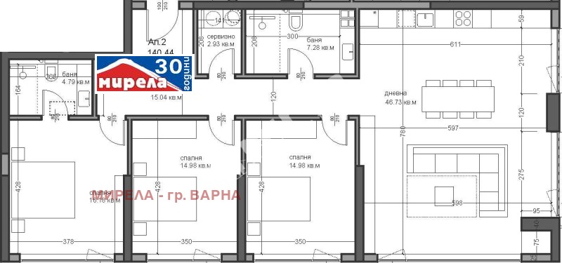 На продаж  3 кімнатна Варна , Аспарухово , 164 кв.м | 94097235