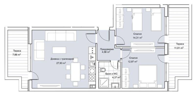 Продаја  2 спаваће собе Пловдив , Христо Смирненски , 112 м2 | 67597741 - слика [2]