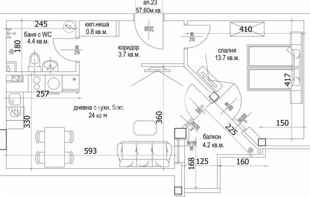 Продава 2-СТАЕН, гр. Варна, Цветен квартал, снимка 4 - Апартаменти - 55883810