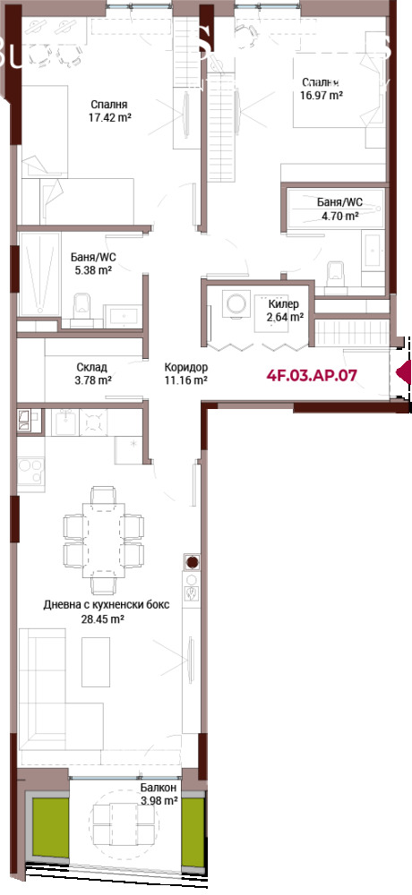 Продава 3-СТАЕН, гр. София, Хладилника, снимка 14 - Aпартаменти - 47447380