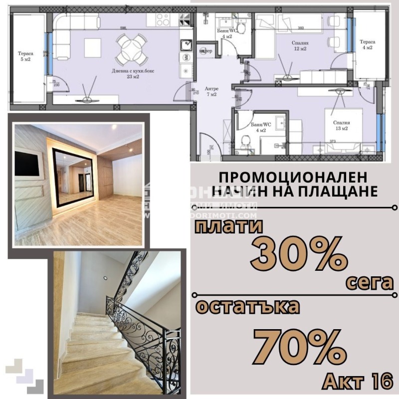 Eladó  2 hálószobás Plovdiv , Karsijaka , 98 négyzetméter | 54259735