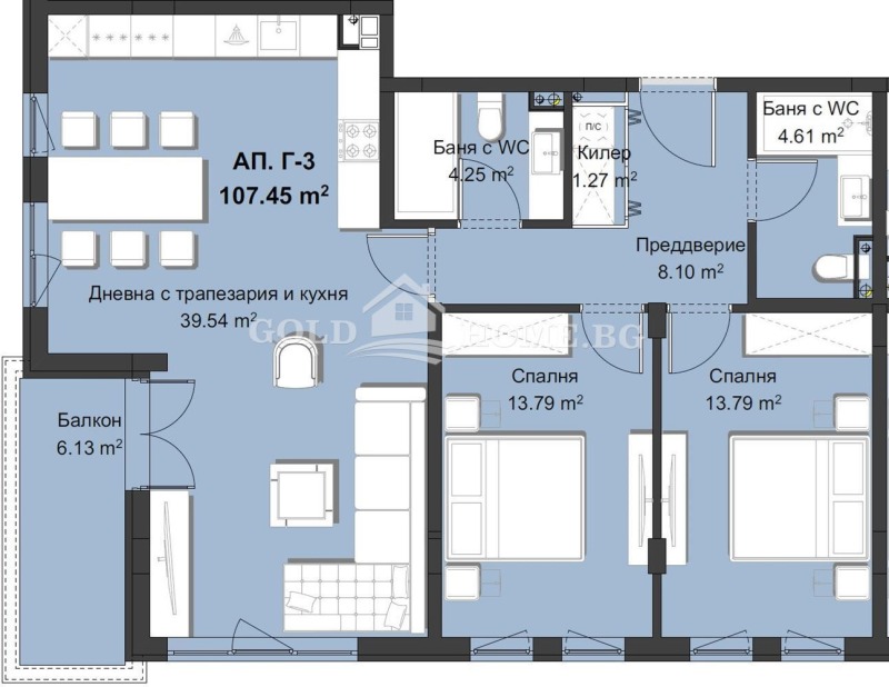 Na prodej  2 ložnice Plovdiv , Christo Smirnenski , 121 m2 | 76289451 - obraz [6]