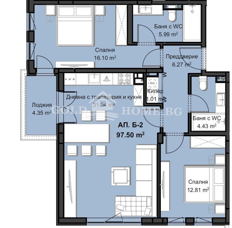 Te koop  2 slaapkamers Plovdiv , Christo Smirnenski , 121 m² | 76289451 - afbeelding [3]