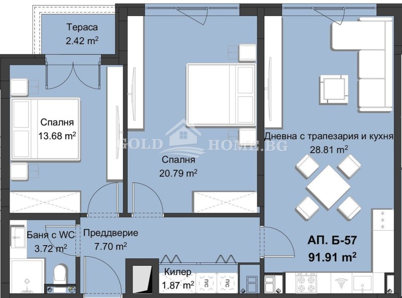 Myytävänä  2 makuuhuonetta Plovdiv , Hristo Smirnenski , 121 neliömetriä | 76289451 - kuva [5]