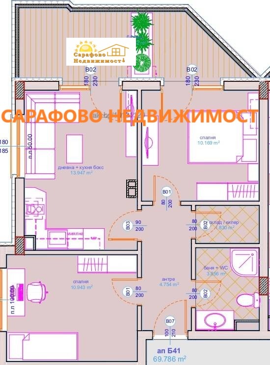 Продава  3-стаен град Бургас , Сарафово , 78 кв.м | 80590825