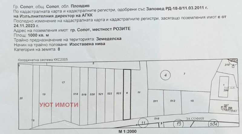 Продава ПАРЦЕЛ, гр. Сопот, област Пловдив
