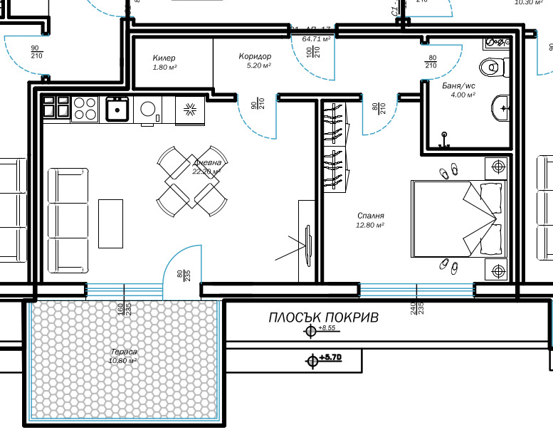 Te koop  1 slaapkamer Varna , m-t Alen mak , 71 m² | 93997778 - afbeelding [5]