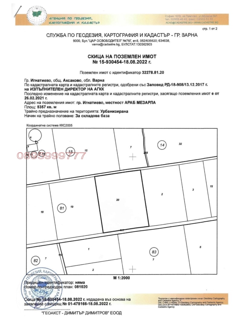 Продава ПАРЦЕЛ, гр. Игнатиево, област Варна
