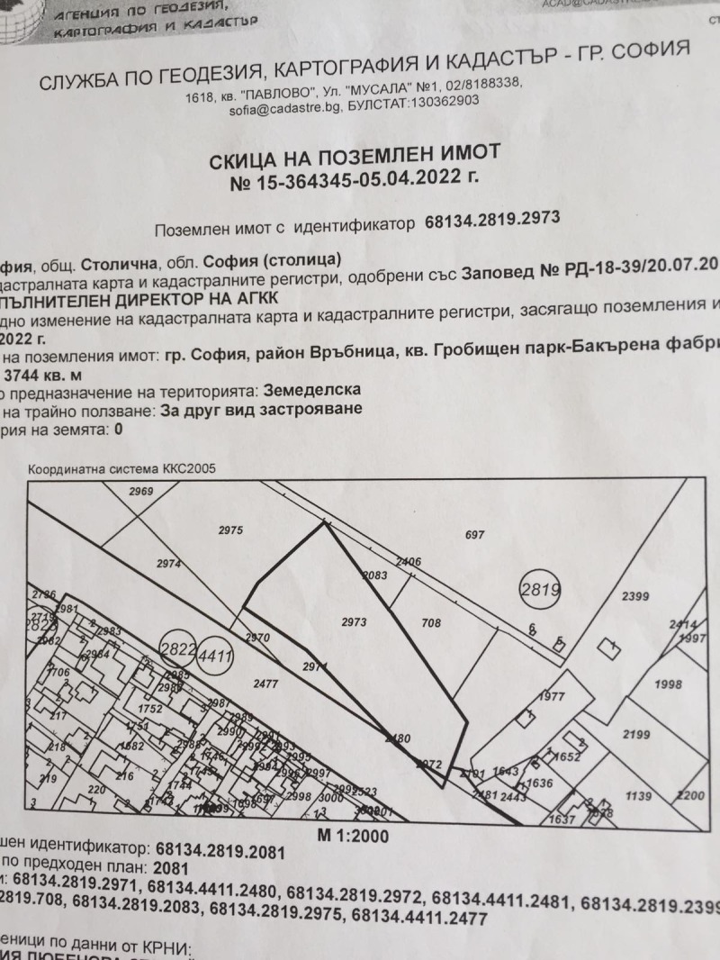 Продава ПАРЦЕЛ в град София, Връбница 1 - 3744 кв.м / 168 500 € » 329 557.36 лв., СИСТИ