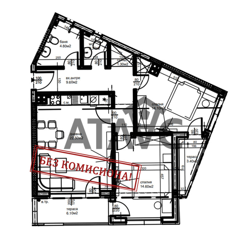 Myytävänä  2 makuuhuonetta Plovdiv , Komatevski vazel , 108 neliömetriä | 88815773 - kuva [2]