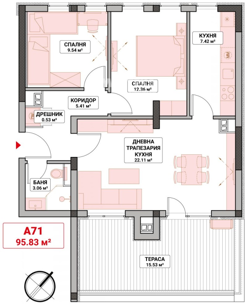 Продава 3-СТАЕН, гр. София, Младост 4, снимка 3 - Aпартаменти - 47461459