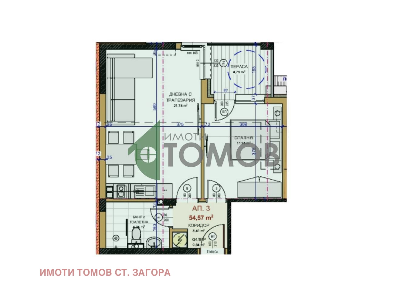 Продава 2-СТАЕН, гр. Стара Загора, Железник - център, снимка 3 - Апартаменти - 55358266
