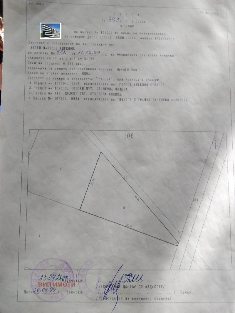 Продава ПАРЦЕЛ в град София, с. Долни Богров - 586 кв.м / 15 000 € » 29 337.45 лв., ВИП ИМОТИ