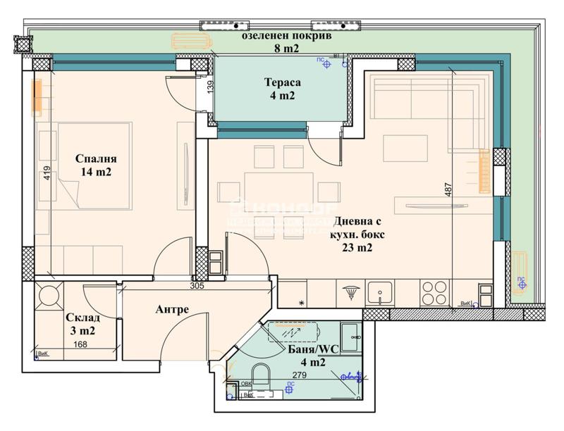 Продаја  1 спаваћа соба Пловдив , Христо Смирненски , 89 м2 | 63080335 - слика [2]