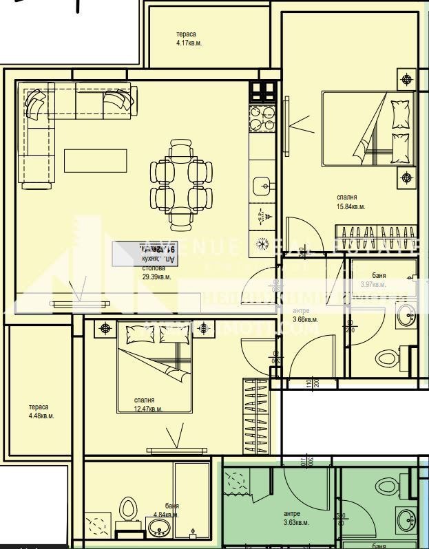 Продается  2 спальни Пловдив , Кършияка , 109 кв.м | 38535802 - изображение [2]