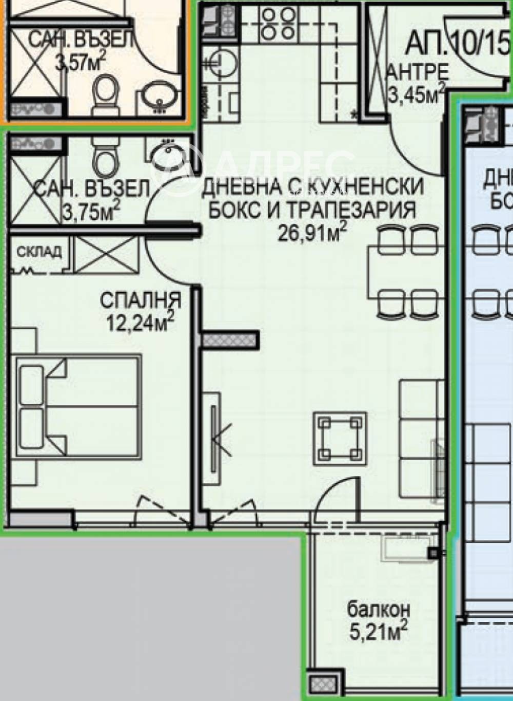 Продава 2-СТАЕН, гр. София, Обеля 2