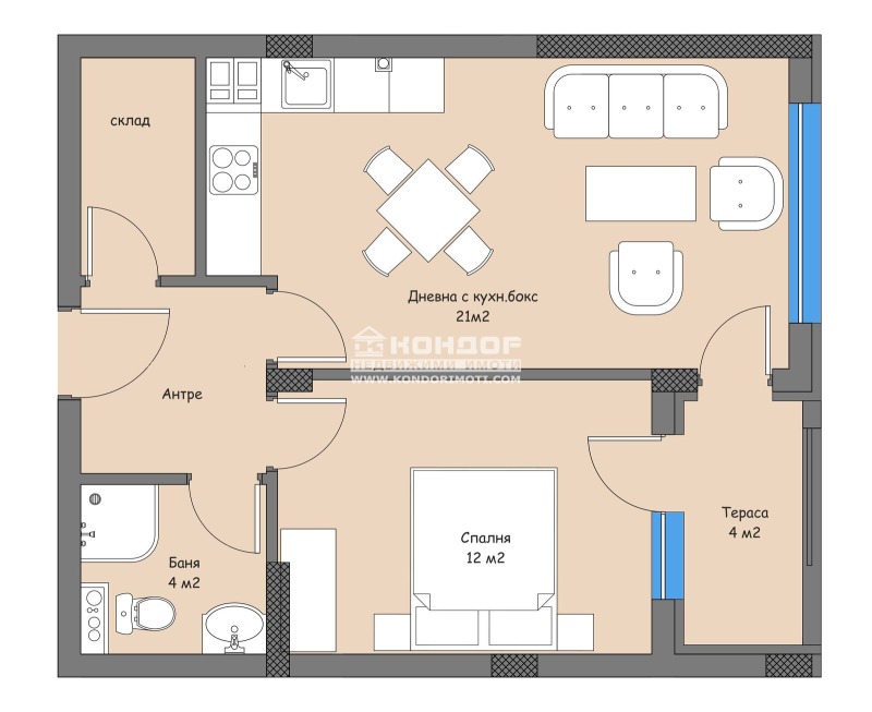 Myytävänä  1 makuuhuone Plovdiv , Vastanitšeski , 66 neliömetriä | 94861763 - kuva [3]