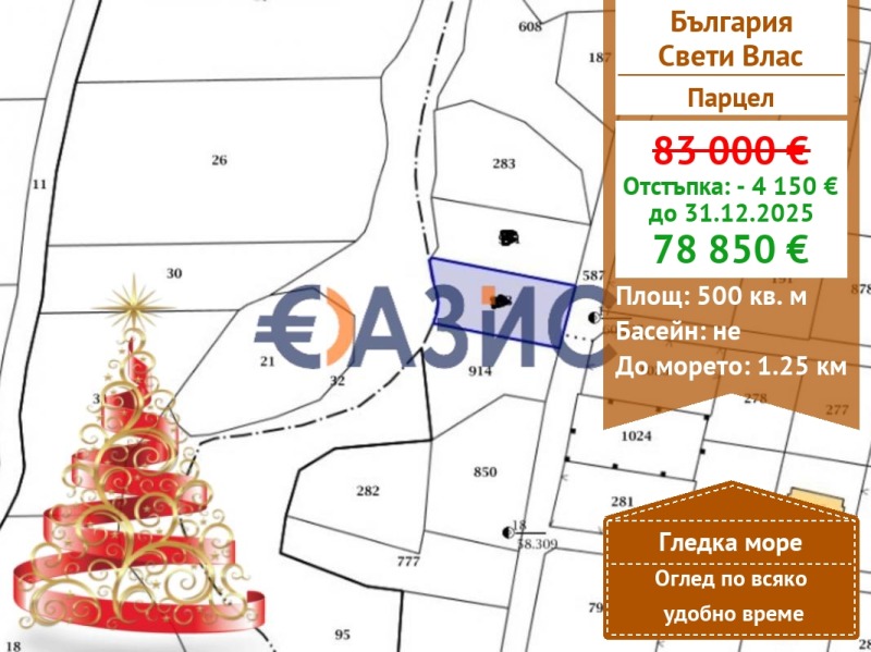 Продава ПАРЦЕЛ, гр. Свети Влас, област Бургас