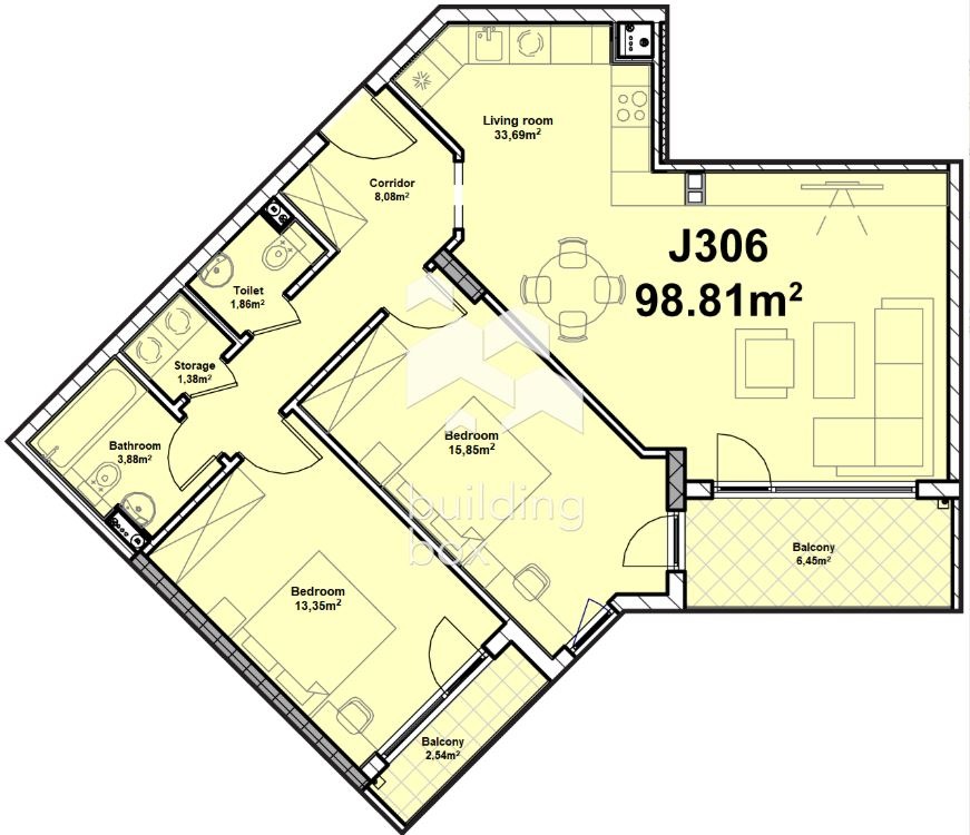 Продава 3-СТАЕН, гр. София, Полигона, снимка 3 - Апартаменти - 53899694