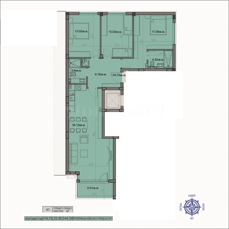 Продава 4-СТАЕН, гр. Варна, Бриз, снимка 3 - Апартаменти - 53139048