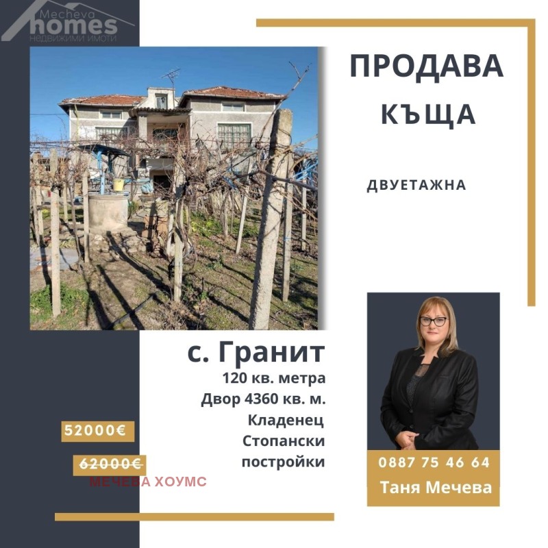 Продава КЪЩА, с. Гранит, област Стара Загора, снимка 1 - Къщи - 48149588