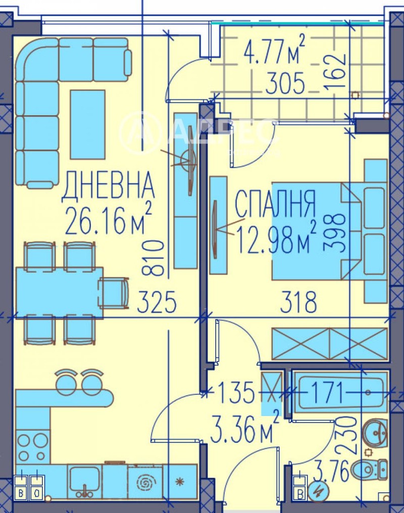 Till salu  1 sovrum Plovdiv , Trakija , 72 kvm | 21252444