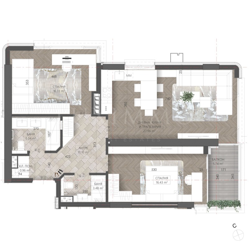 Продаја  2 спаваће собе Софија , Младост 3 , 123 м2 | 11323130 - слика [2]