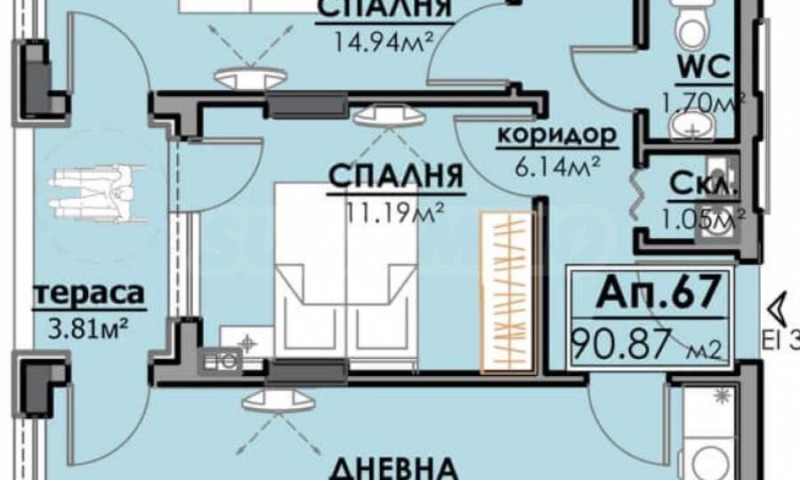 Na sprzedaż  2 sypialnie Burgas , Slawejkow , 90 mkw | 84508081 - obraz [2]