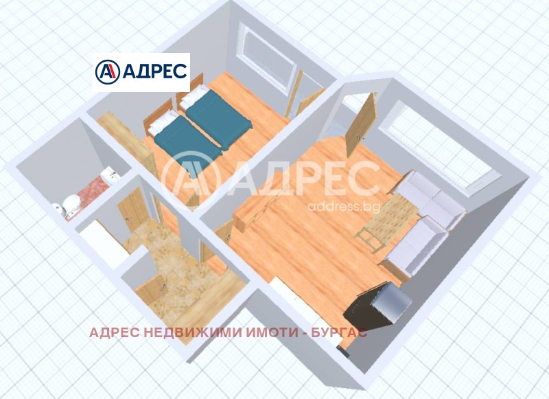 Издаје се  1 спаваћа соба Бургас , Славејков , 58 м2 | 57819726 - слика [6]