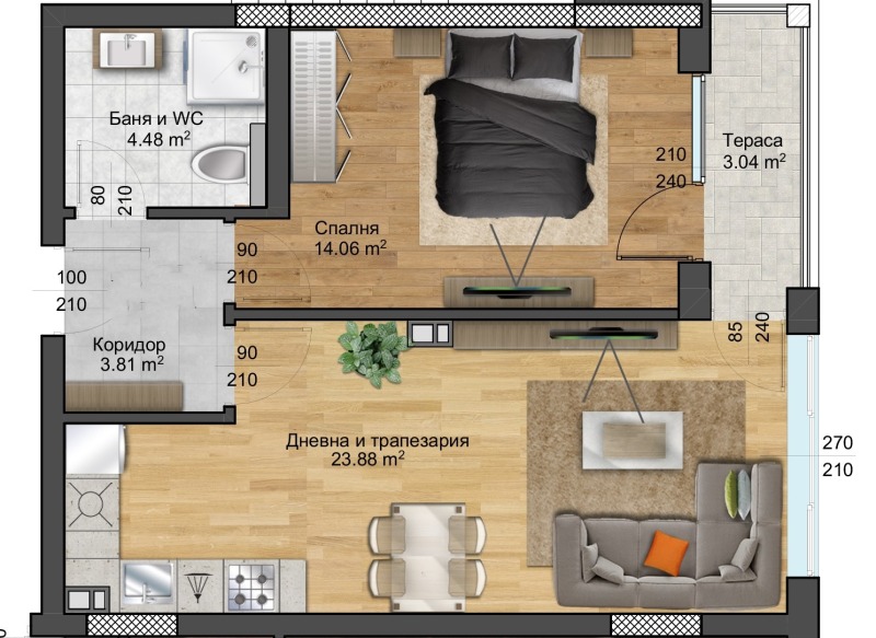 Zu vermieten  1 Schlafzimmer Plowdiw , Hristo Smirnenski , 57 qm | 68132726 - Bild [9]