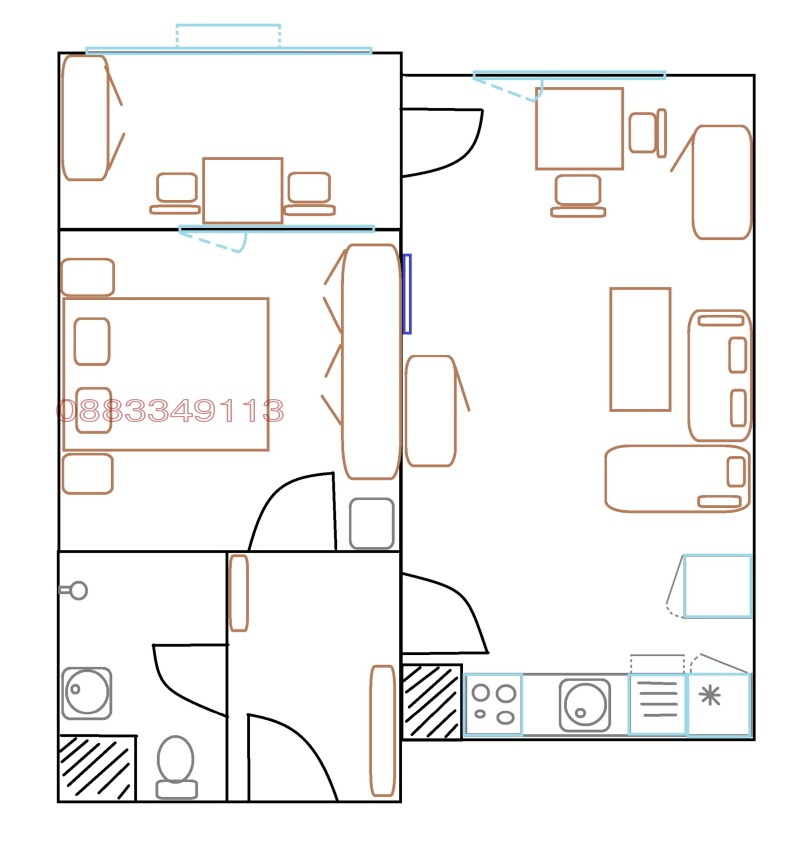 Дава под наем 2-СТАЕН, гр. София, Манастирски ливади, снимка 3 - Апартаменти - 53096365
